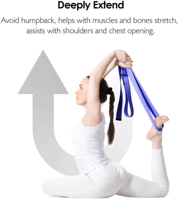 REEHUT Yoga Strap (6ft, 8ft, 10ft) w/Adjustable D-Ring Buckle -