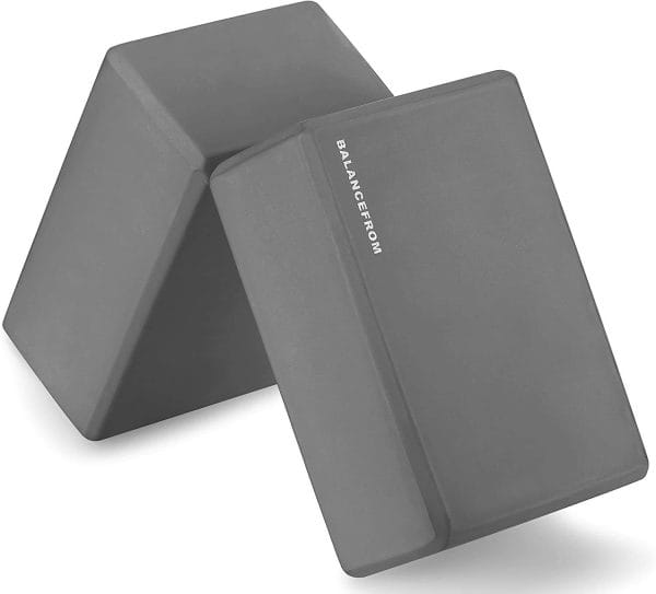BalanceFrom GoYoga Set of 2 High Density Yoga Blocks, 9"x6"x4" Each [Newest Version]